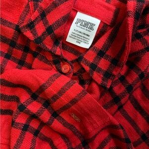 PINK Victoria's Secret Red and Black Plaid Top